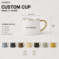 Mug en céramique personnalisé avec bordure et poignée dorées, mug à café blanc, design plaqué, vaisselle pour la maison, le bureau, le restaurant, cadeau, vente en gros