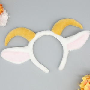 Cosplay Dierlijke Rekwisieten Lamsoren Hoofdband Schattige Pluche Schapenhaar Hoepel Halloween Cosplay Dier Witte En Zwarte Geitenhoofdtooi - Product Image 5