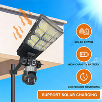 Caméra solaire PIR V380pro à triple objectif, lumière solaire 4G SIM WIFI tout-en-un, lampe solaire CCTV, lampadaire solaire avec caméra