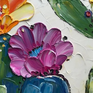 Cuadro de Arte Impasto 3D con Textura de Cactus, Pintura al Óleo Original Pintada a Mano, Obra de Arte de Gran Tamaño Enmarcada, Decoración de Pared para el Hogar y Galería - Product Image 6