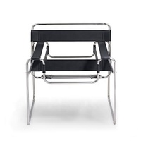 Fauteuil d'appoint moderne et minimaliste, confortable, design Bauhaus classique, fauteuil de salon avec structure en métal