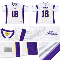 Maillot de football d'été respirant de haute qualité, design américain, broderie patchwork, style streetwear classique, coupe ample bleue