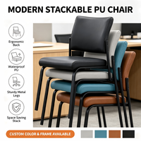 Chaise de conférence empilable en métal rembourrée en PU de qualité supérieure avec cadre métallique pour auditorium, église, théâtre et bureau