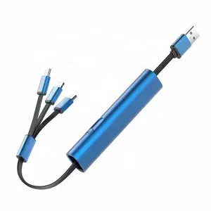 Baru Datang Logam Dapat Ditarik Micro USB Tipe C 2.1A Kabel Pengisian Cepat untuk Ponsel Kabel Flex