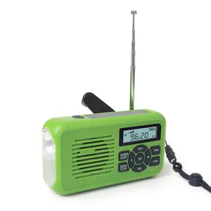 Oem Factory Portable Rechargeable Emergency Solar Hand Crank 2000mah Wb / Noaa Radio With Phone Charger And Led Torch Fm Radio