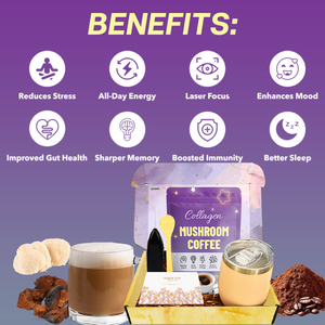 กาแฟสำเร็จรูปคอลลาเจนเห็ดรวมถึง Chaga สำหรับการมุ่งเน้นทางจิตใจการเพิ่มกาแฟบวกข้อต่อผมและการสนับสนุนสุขภาพผิว - Product Image 4