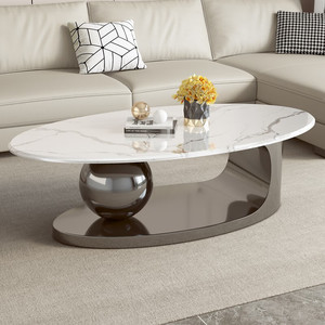 <span class=keywords><strong>Table</strong></span> <span class=keywords><strong>basse</strong></span> <span class=keywords><strong>ovale</strong></span> de style moderne YuanChang, imitation <span class=keywords><strong>marbre</strong></span> noir, tables basses élégantes pour le salon - Product Image 2