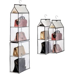 New Trend 4 <b>Shelf</b> Hanging Storage Bag for Handbag Hanging Mesh Bag Closet Organizer Dust Cover Bag Organizer - Product Image 1
