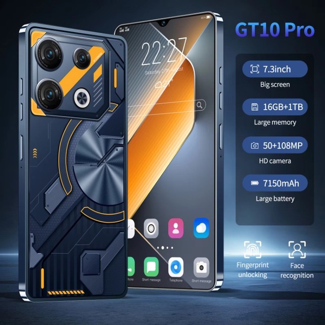 Popular New GT10 Pro Max 7.3 "16GB+1TGB Original 5g Smart Phone Android 12 Camera HD Factory Wholesale Mobile Phone