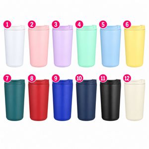 Vaso de Café Cilíndrico Exclusivo de 12oz, de Moda, de Alta Gama, para Chicas, Portátil, Aislado al Vacío, de Acero Inoxidable, con Pajita, para Exteriores, 6-12 - Product Image 4