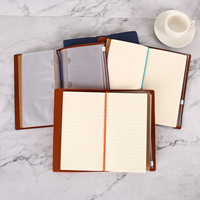 Vente en gros bloc-notes de voyage en cuir PU souple de style rétro vintage A6 rechargeable personnalisé avec enveloppe carnet de budget