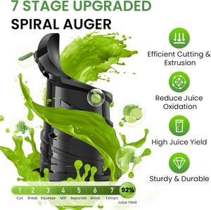 La trémie convient aux produits entiers sans gommage Nettoyage facile à nettoyer Centrifugeuse lente Moteur silencieux Assemblage facile Presse à froid Mastication Juicer - Product Image 3