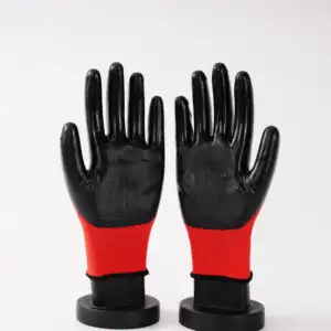 Factory Price Wholesale Orange Reinforced Finger Gloves With Coating Nitrile Coated Glove