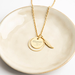 Collana personalizzata con medaglioni di piume incise collana personalizzata <span class=keywords><strong>mamma</strong></span> <span class=keywords><strong>gioiello</strong></span> madrina regalo di nascita regalo per la <span class=keywords><strong>festa</strong></span> <span class=keywords><strong>della</strong></span> <span class=keywords><strong>mamma</strong></span> - Product Image 2