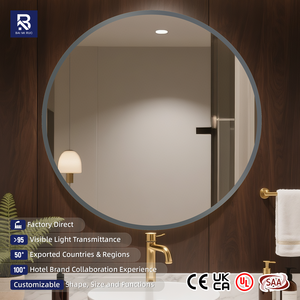 Miroir mural moderne sur mesure de grande taille 80cm 70cm 60cm 50cm de diamètre, cadre en aluminium, couleurs aluminium argenté et noir, en verre - Product Image 6