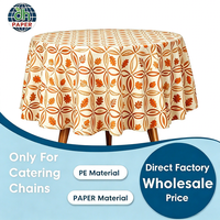Nappe jetable en PE imprimée, ronde, motif géométrique de feuilles d'automne, imperméable, pour la fête de Thanksgiving