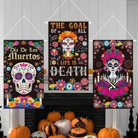 Nuevo Banner Decorativo para el Día de Muertos Mexicano, Pintura Colgante para Pared, Decoración con Esqueletos para el Día de Muertos