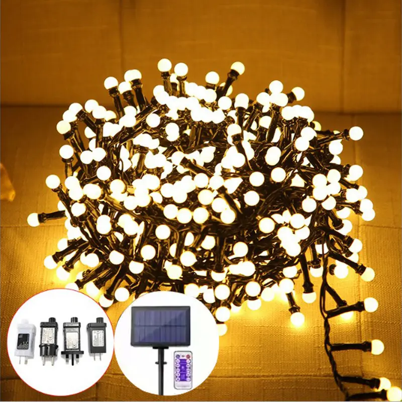 16.4/32.8ft 250led/500led Globe String Lights 8 Modes Fairy String Lights Solar Powered Bubble Ball String lights For Xmas