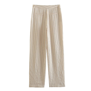 <span class=keywords><strong>Pantaloni</strong></span> TAOP&ZA 2023 Nuovi <span class=keywords><strong>Pantaloni</strong></span> da <span class=keywords><strong>Donna</strong></span> Eleganti Versatili a Vita Alta Slim Fit a Righe Dritti Casual 5247022 - Product Image 2