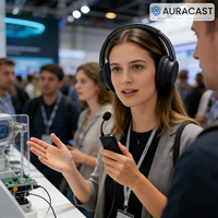 Casque supra-auriculaire Auracast BH682G BT 6.0 LE Audio, diffusion multi-appareils, latence ultra-faible, 35h d'autonomie, idéal pour conférences, musées et diffusions