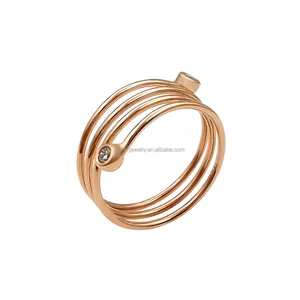 Thiết Kế Đặc Biệt Vàng 18K Đồ Trang Sức Rắn Rose Gold Khăn Ăn Nhẫn Cho Cô Gái Cưới Nhẫn Kim Cương