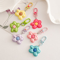 Porte-clés Fleur Pastel Kawaii, Breloque Florale en Résine pour Sac avec Fermoir Mousqueton Cœur, Cadeau Mignon pour Femme, Vente en Gros