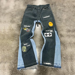 Pantalon de jogging ample et oversize en molleton French Terry délavé à l'acide avec patch logo personnalisé, coupe droite, essentiels de travail pour homme, style streetwear - Product Image 6