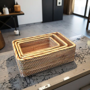 モダンな籐製長方形手編みエコフレンドリー精密製造多目的収納バスケット（キッチン＆リビングルーム用） - Product Image 6