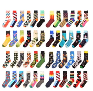 Chaussettes fantaisie pour hommes Chaussettes habillées heureuses colorées Funky Fancy Crazy Funny Chaussettes décontractées pour hommes