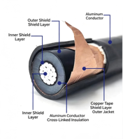 Cable de Alimentación de Aluminio de un Solo Núcleo IEC 60502-2 YJLV22 8.7/15kV, Aislado con XLPE, Blindado, de Alta Tensión, para Entierro Directo