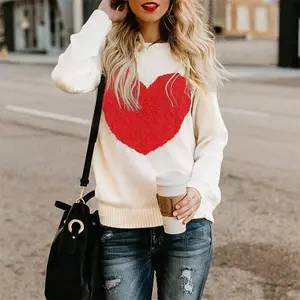 Dropshipping Wanita Sweater Musim Dingin 2022 Hot-Selling Baru Sweter Plus Ukuran Baju Lengan Panjang Cinta Pola Sweater Wanita