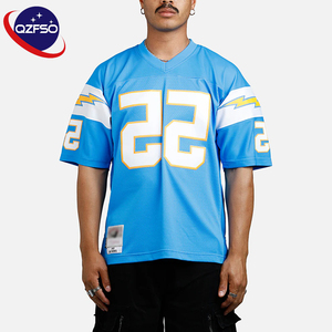 QZFSO Custom Streetwear Blokecore Style Vintage Soccer Tshirt Oversized Fit Satin Shiny Fabric Rugby American Football Jersey - Product Image 1