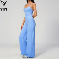 Combinaison pour femme à haute élasticité et effet amincissant, respirante, pour le yoga et le fitness, une pièce, à jambes larges