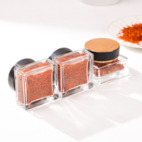 Pot en verre carré transparent de luxe de 30 ml pour safran, avec étiquettes personnalisées, bouchon à vis doré de qualité alimentaire et fond épais