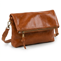 Sac bandoulière pliable en cuir véritable de qualité supérieure, style vintage japonais, pour femme, sac à main de créateur, fermeture éclair simple