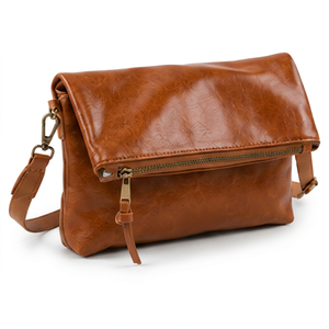 Premium Genuine Leather <b>Vintage</b> Fashion Summer Foldover Crossbody Bag for Women Designer Shoulder Messenger <b>Purse</b> Zip Adjustable - Product Image 1