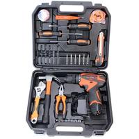 Boîte à outils de perçage en acier au carbone lithium-ion, ensemble complet d'outils, kit de perceuse sans fil pour la maison
