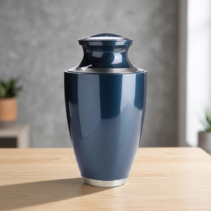 Urna Funeraria de Latón Azul para Mascotas Adultas, Recuerdo, Cenador, Hecha a Mano, Ecológica, Biodegradable, Decoración Conmemorativa - Artesanía India para el Hogar - Product Image 1