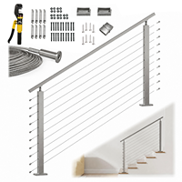 Silbernes 2-4 Fuß Komplettes Treppengeländer-Set Modulares Rostfreies Edelstahlseil für Außenbereich Balkon Terrasse Anwendung