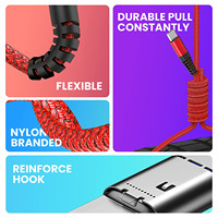 Cable USB Tipo C de Nailon al por Mayor de Fábrica, 2.4A, 3 Pies, 6 Pies, 10 Pies, Carga Rápida, Cable de Color para Samsung Galaxy