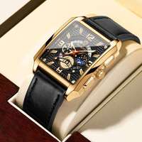 BINBOND B6575 6575 Jam Tangan Pria Tali Kulit Stainless Steel Tahan Air Merek Fashion Mewah Arloji Pria Relogio Masculino