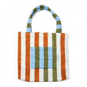 Bolsos de Mano Tipo Tote de Tela de Rizo a Rayas Coloridas Personalizadas de Gran Capacidad para Mujer, Ideales para la Playa, Piscina o Yoga - Product Image 4