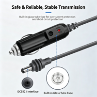 Mini câble de charge étanche DC 5521 pour allume-cigare de voiture, cordon de connexion d'alimentation DC pour équipement automobile
