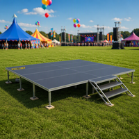 Nouvelle plateforme de scène extérieure en aluminium 2026 TFR, design tendance, cadre en alliage rectangulaire, plateau de performance 1Mx2M, charge de 750 kg/m², certifiée TUV