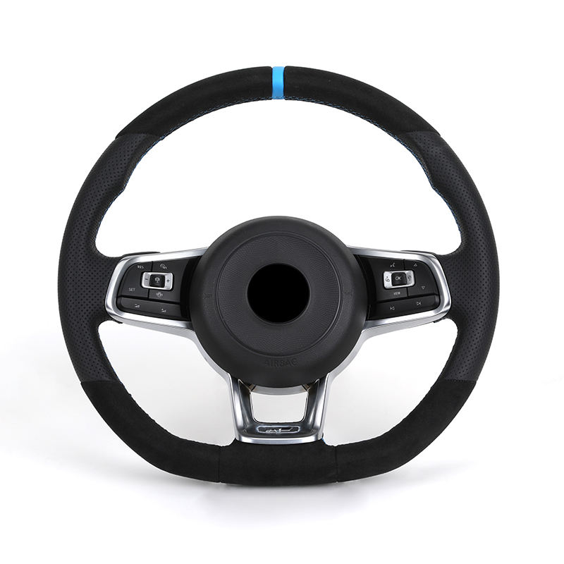 Cuir semi-perforé + Alcantara + Bande bleue