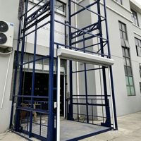 Plateforme élévatrice industrielle fixe à rails de guidage pour le transport de marchandises sur plusieurs niveaux en atelier