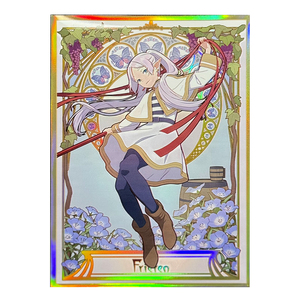Sanwa 60 piezas 67x92mm Fundas Holográficas <span class=keywords><strong>Musha</strong></span> Frieren de PVC para Tarjetas TCG/PKM de Tamaño Estándar, con Reverso de Lámina Arcoíris de Anime Lindo - Product Image 1