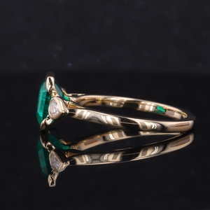 <span class=keywords><strong>Anello</strong></span> con <span class=keywords><strong>Smeraldo</strong></span> dello Zambia Starsgem, Taglio Asscher, Moissanite Laterale a Forma di Pera, <span class=keywords><strong>Anello</strong></span> di Fidanzamento con 3 Pietre - Product Image 3