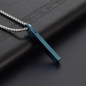 Collier tendance en acier tungstène plaqué <span class=keywords><strong>or</strong></span> avec pendentif long et lisse, options de <span class=keywords><strong>chaîne</strong></span> personnalisées - Product Image 3