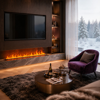 Cheminée murale décorative à flamme simulée LED avec effet humidificateur pour salon intérieur